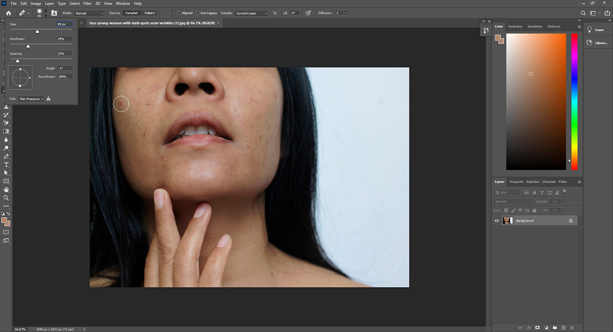 How to use the healing tool in photoshop
